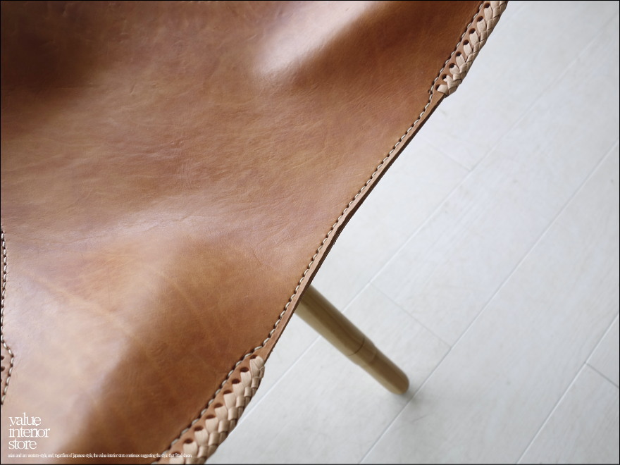 チーク総無垢 レザースツールTriangle/LB イス ハンドメイド チーク総無垢 レザースツールTriangle/LB イス ハンドメイド