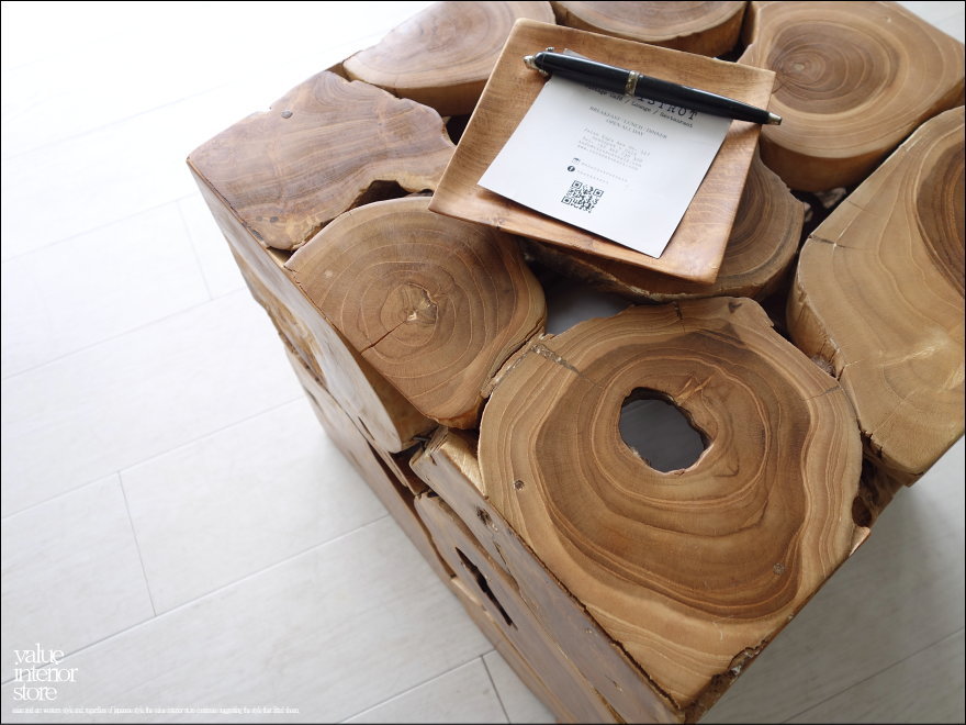 無垢 チークブロックスツールN 40x40cm 【公式通販】
